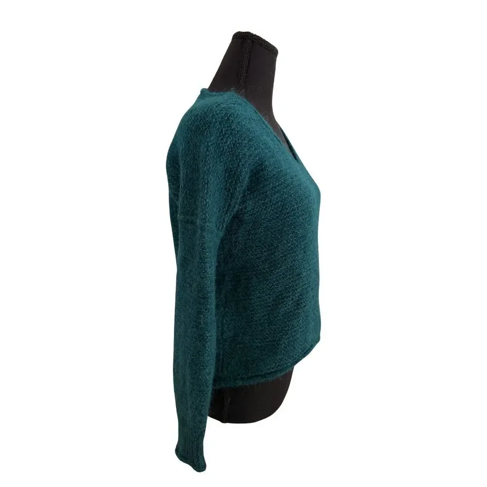 Free People Alpaca Blend Sweater Teal XS Cozy Knit Pullover
